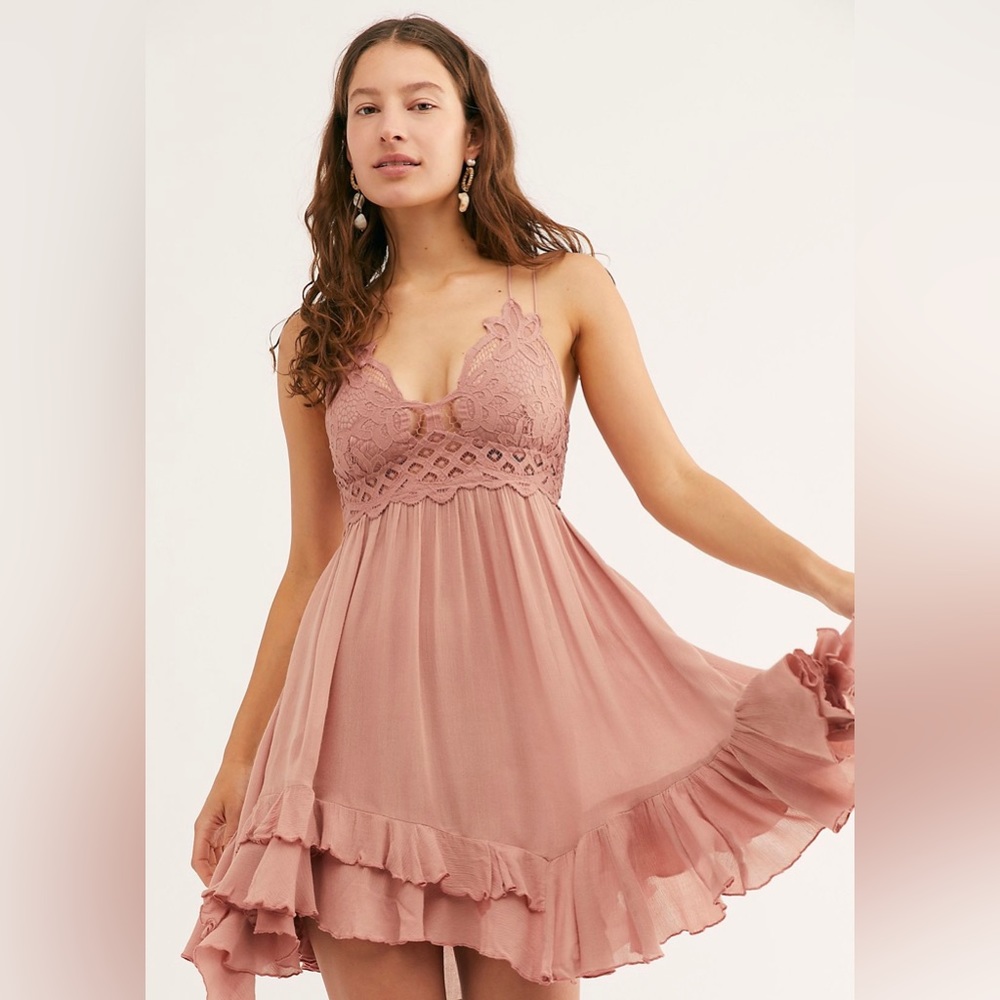 Free People One Adella Slip Dress - Rose-  XL- NEW WITH TAGS